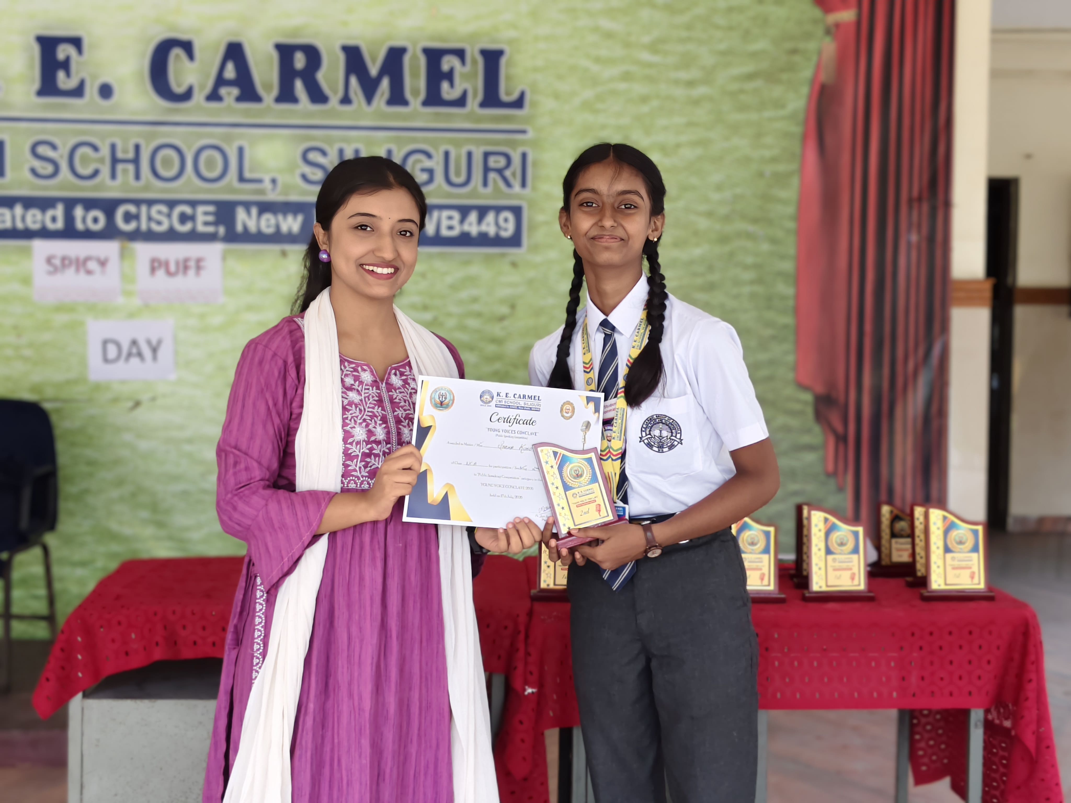 Student participating in a speech competition